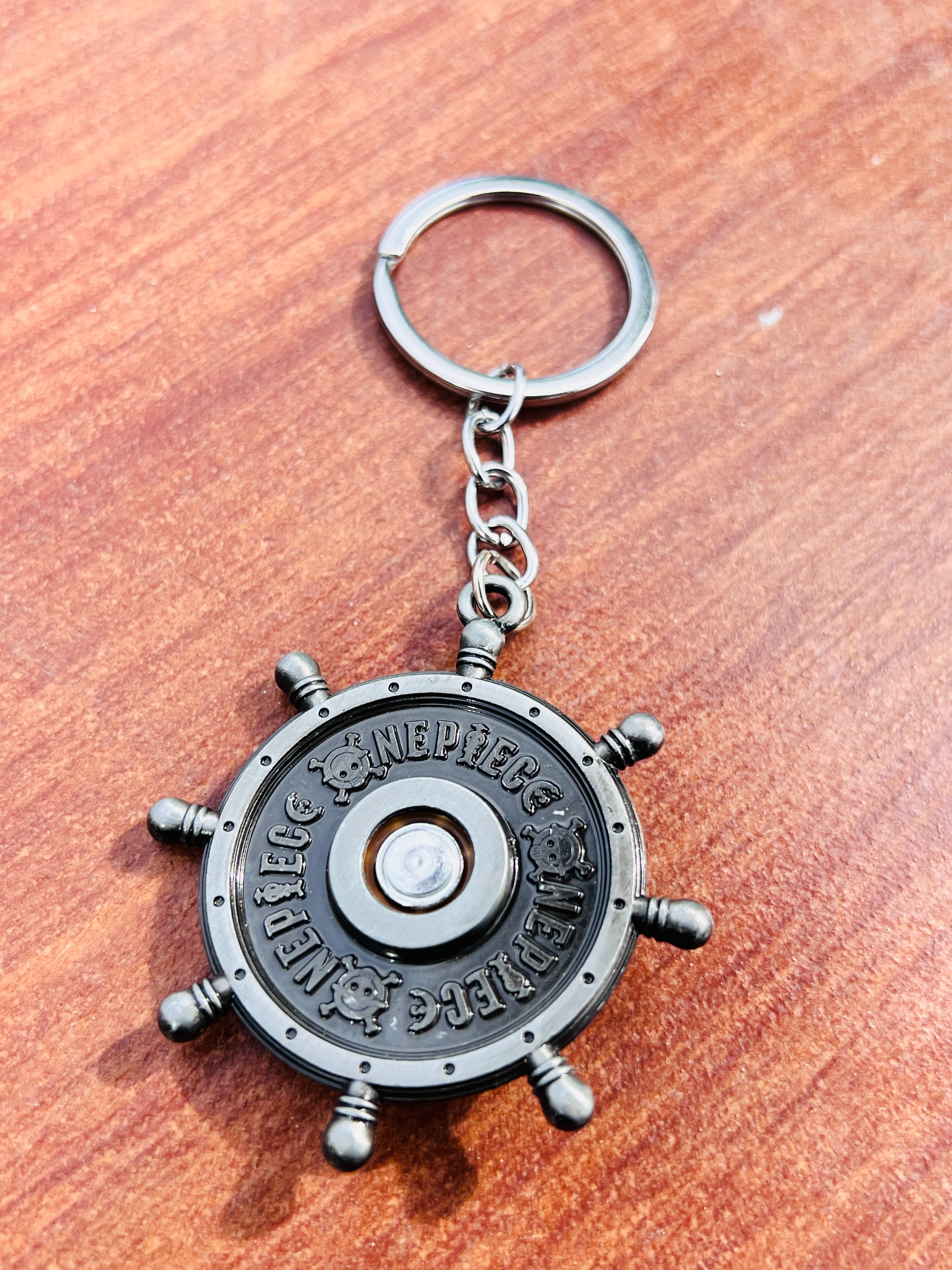 One Piece Metal Keychain Black